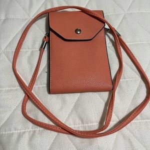 Peach leather crossbody purse